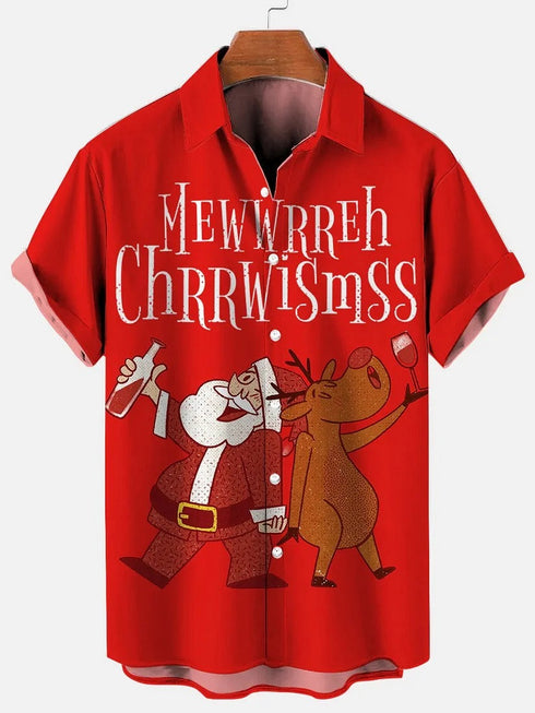 Men's Christmas Funny Graphic Short Sleeve Hawaiian Shirt